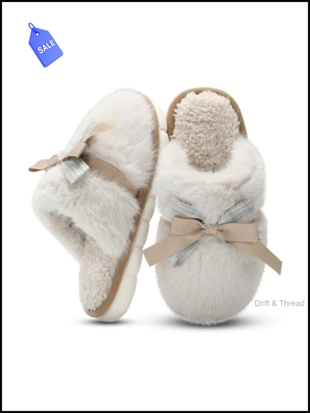 Womens Memory Foam Fuzzy Plush House Slippers Bow Cozy